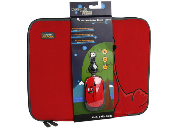 Kit de Funda y Mouse Perfectchoice MONZTERZ para Laptop de hasta 15.4
