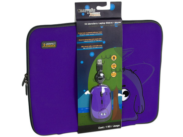 Kit de Funda y Mouse Perfectchoice MONZTERZ para Laptop de hasta 15.4