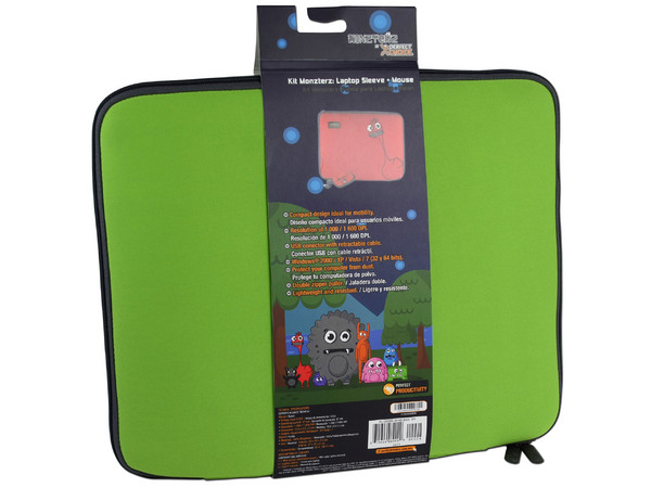Kit de Funda y Mouse Perfectchoice MONZTERZ para Laptop de hasta 15.4