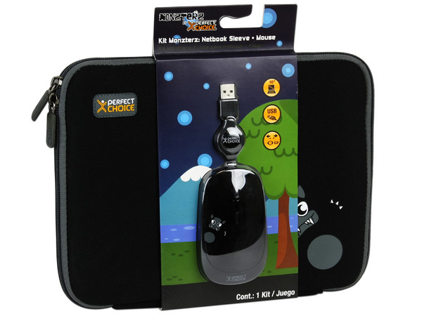 Kit de Funda y Mouse Perfectchoice MONZTERZ para Netbook de hasta 10