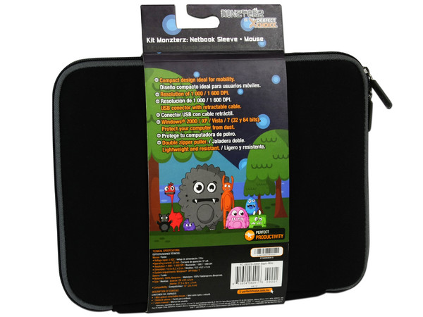 Kit de Funda y Mouse Perfectchoice MONZTERZ para Netbook de hasta 10