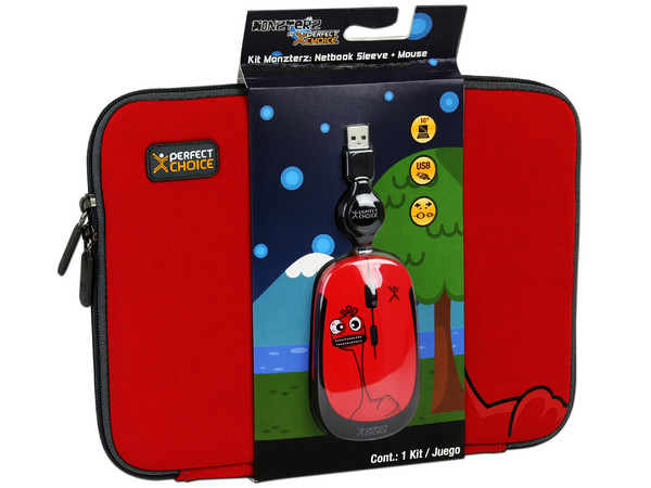 Kit de Funda y Mouse Perfectchoice MONZTERZ para Netbook de hasta 10