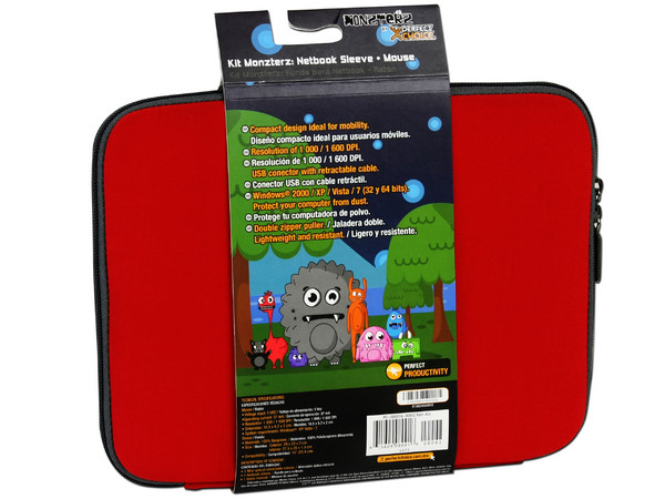 Kit de Funda y Mouse Perfectchoice MONZTERZ para Netbook de hasta 10