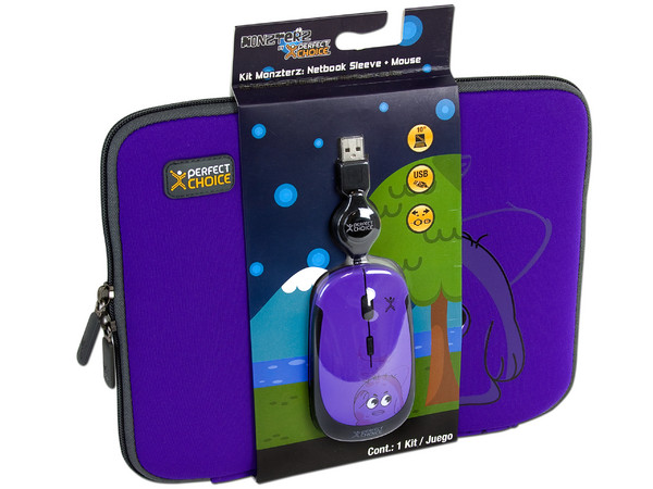 Kit de Funda y Mouse Perfectchoice MONZTERZ para Netbook de hasta 10