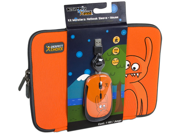 Kit de Funda y Mouse Perfectchoice MONZTERZ para Netbook de hasta 10