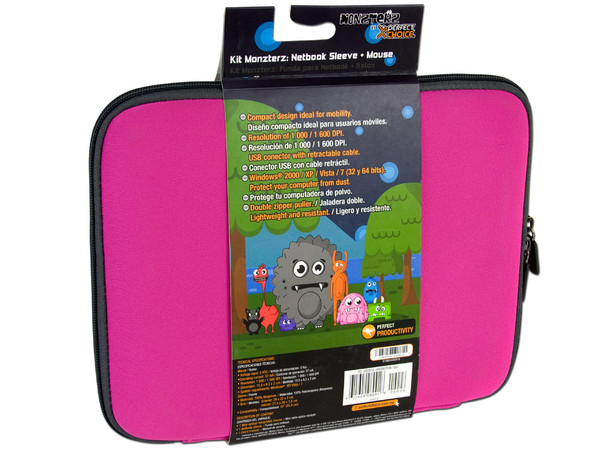 Kit de Funda y Mouse Perfectchoice MONZTERZ para Netbook de hasta 10