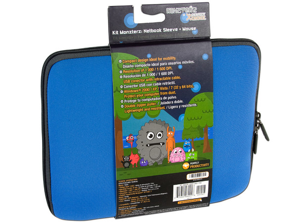 Kit de Funda y Mouse Perfectchoice MONZTERZ para Netbook de hasta 10
