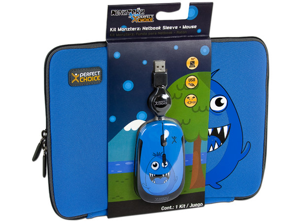 Kit de Funda y Mouse Perfectchoice MONZTERZ para Netbook de hasta 10