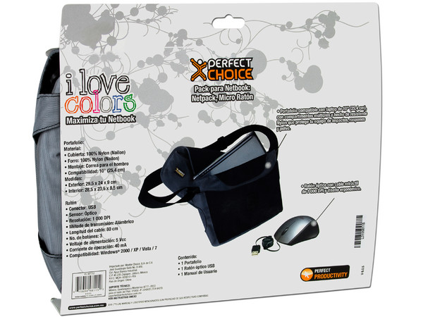 Netpack de Portafolio y Mini Mouse Perfect Choice para Netbook de 10