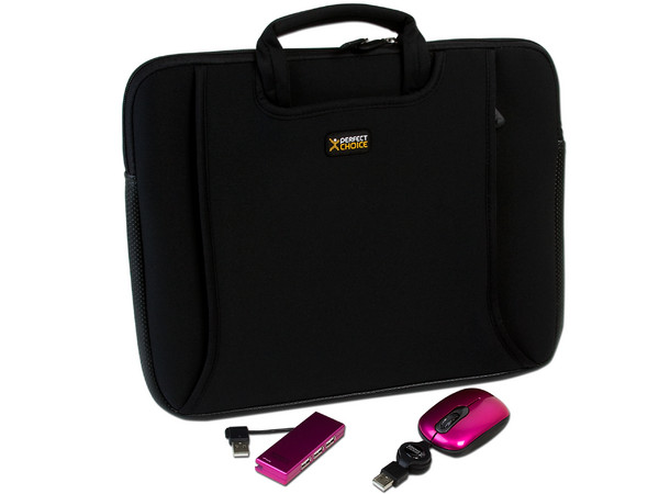 Kit 3 en 1 de Funda, Mouse y hub USB de 4 puertos Perfect Choice para Laptop de 15.6