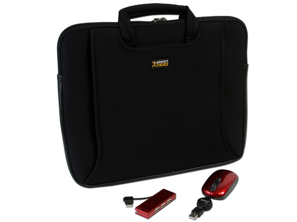 Kit 3 en 1 de Funda, Mouse y hub USB de 4 puertos Perfect Choice para Laptop de 15.6