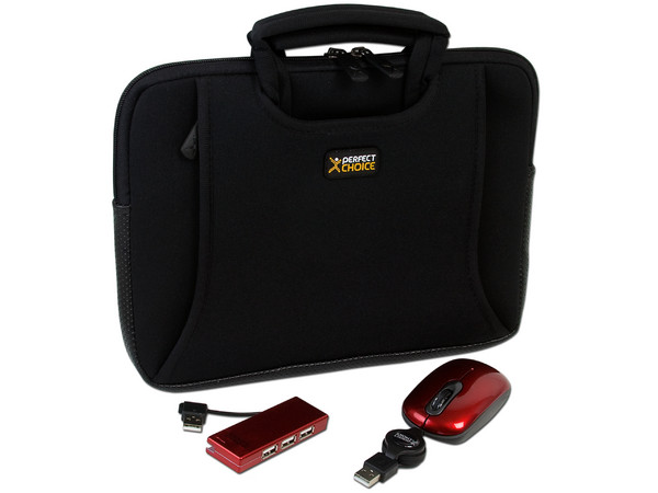 Kit 3 en 1 de Funda, Mouse y hub USB de 4 puertos Perfect Choice para Netbook de 10.2