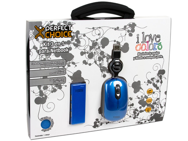 Kit 3 en 1 de Funda, Mouse y hub USB de 4 puertos Perfect Choice para Netbook de 10.2