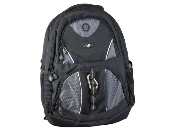 Mochila Mission para portátiles marca V7, Color Negro/Gris