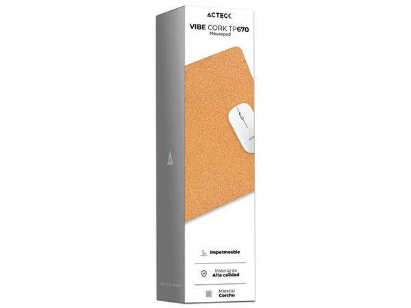 Mousepad Acteck Vibe Cork TP670, 80 x 30cm, Base Antideslizante, Color Corcho.