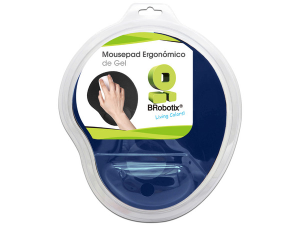 Mouse Pad BRobotix 500074A con reposa muñecas de Gel, Color Azul.