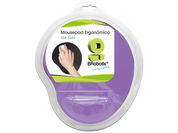 Mouse Pad Brobotix 500074M con reposa muñecas de gel, Color Morado.