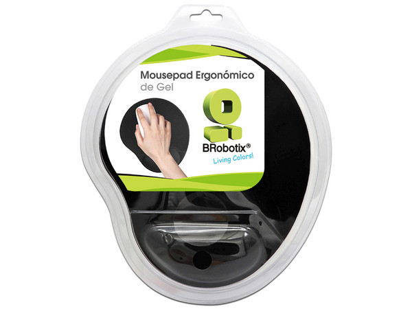 Mouse Pad Brobotix 500074N con reposa muñecas de gel de 23 x 20 cm. Color Negro.