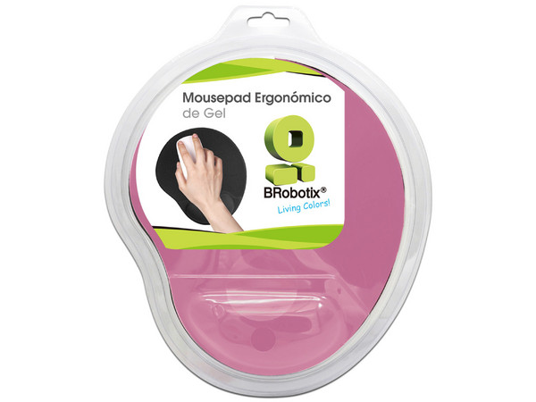 Mouse Pad Brobotix 500074P con reposa muñecas de gel, Color Rosa.