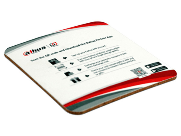 Porta Vaso Promocional Dahua MATPRO050, Con Info Dahua Partner APP, Color Blanco.
