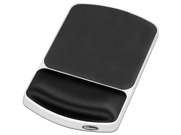 Mouse Pad ergonómico Fellowes 91741 con reposa muñecas de gel. Color Negro/Gris.