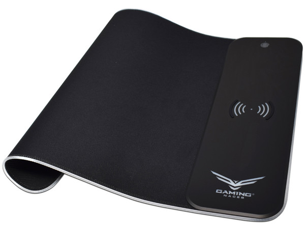 Mouse Pad Gamer NACEB de 310mm x 400mm, iluminación LED RGB, carga inalámbrica, Color Negro.