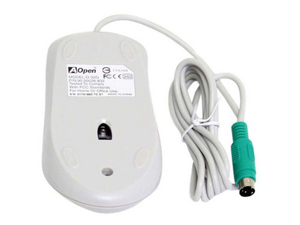 Mouse AOPEN modelo O-32G, 3 botones y scroll, óptico, PS/2.