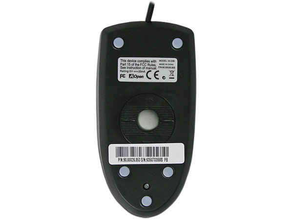 Mouse AOPEN modelo W23B, 3 botones y scroll, PS/2.