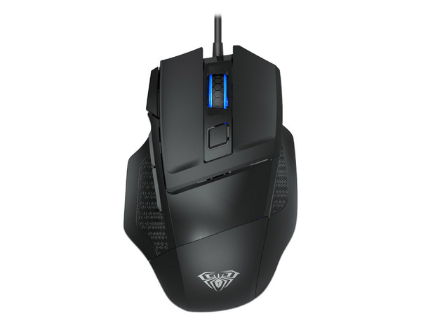 Mouse Gamer Óptico AULA S12, 2400 DPI, Botones Programables, Cable USB de 1.5m, RGB. Color Negro.