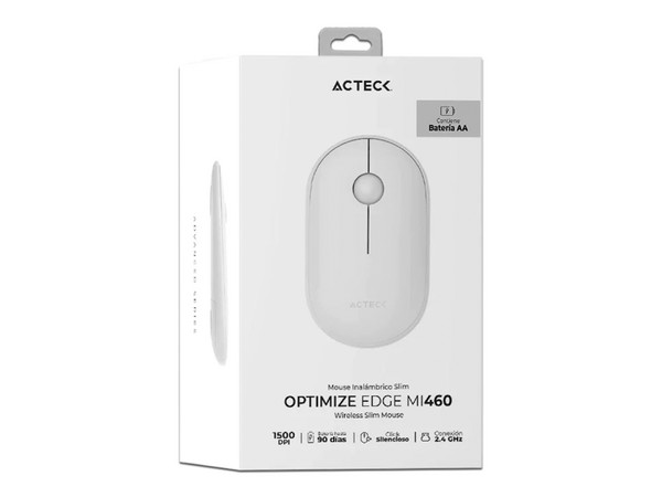 Mouse Inalámbrico Acteck MI460, hasta 1600 dpi, Color Blanco.