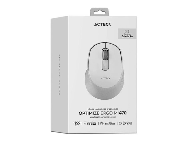 Mouse Inalámbrico Acteck MI470, hasta 1600 dpi, USB. Color Blanco.