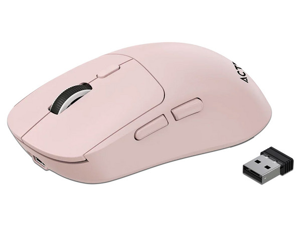 Mouse Óptico Inalámbrico Acteck Instinct Click MI484, 3200 DPI, 6 Botones, Receptor USB, Bluetooth. Color Rosa