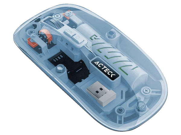 Mouse Óptico Inalámbrico Acteck Aero One MI455A, 3200 DPI, Receptor USB, Bluetooth. Color Azul.