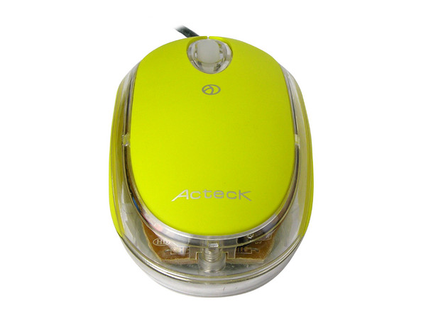 Mini Mouse Acteck AM-1000 Óptico, USB. Color Amarillo