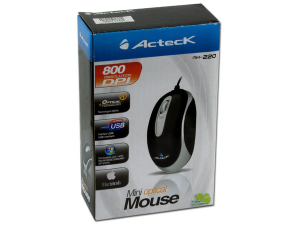 Mini Mouse Acteck AM-220 Óptico, USB. Color Negro