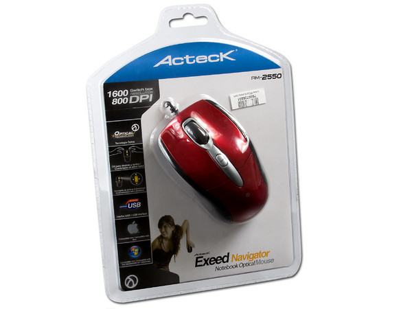 Mouse Acteck Exeed Navigator AM-2550 Óptico, USB. Color Rojo