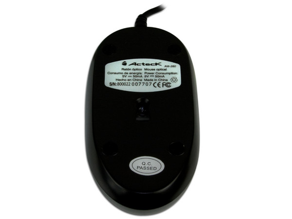 Mouse Acteck AM-280 Óptico, PS/2. Color Negro