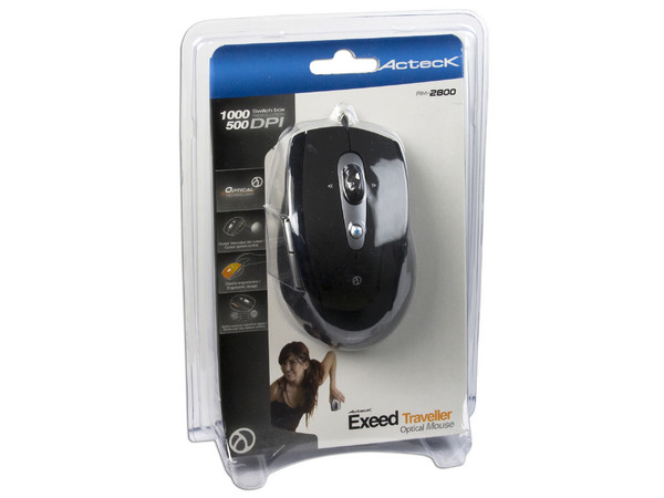 Mouse Acteck AM-2800 Óptico, USB. Color Negro