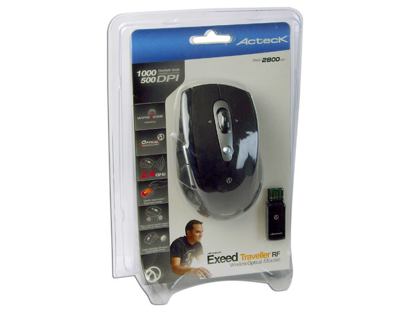 Mini Mouse Acteck Óptico Inalámbrico AM-2800RF Exeed Traveller RF, USB. Color Negro