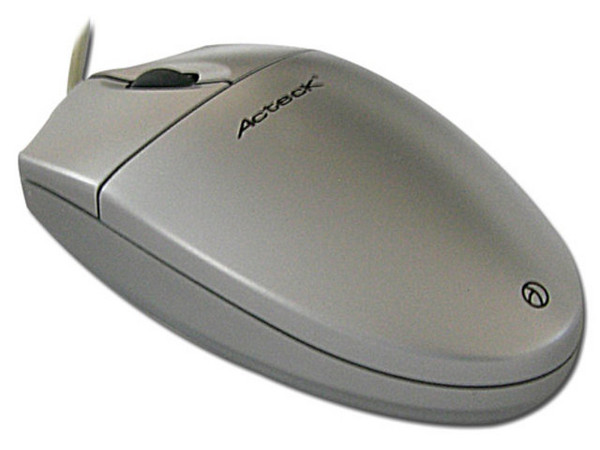 Mouse Acteck con Scroll, PS/2. Color Plateado