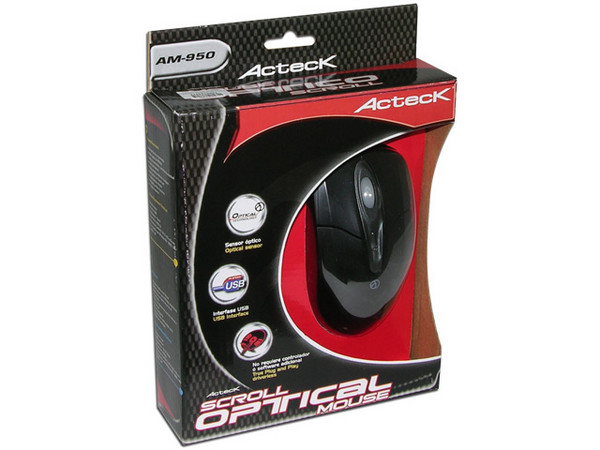 Mouse Acteck AM-950 Óptico, USB. Color Negro
