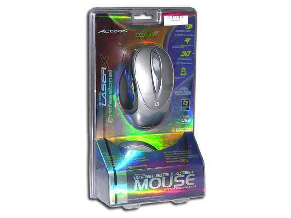 Mouse Acteck Láser Profesional Inalámbrico, USB y PS/2. Color Plateado