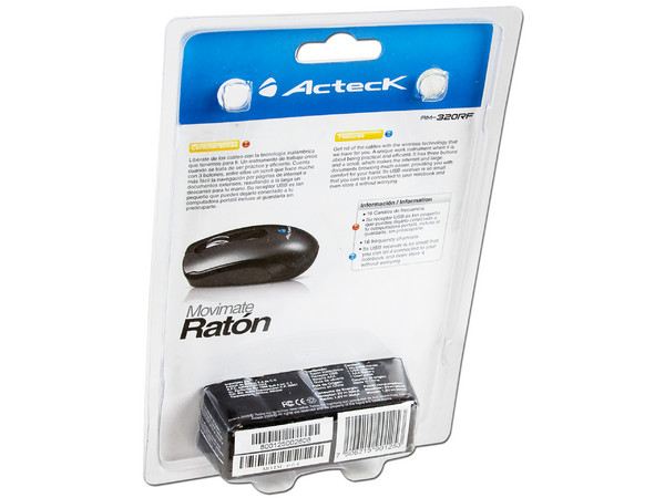 Mini Mouse Acteck AM-320RF Óptico Inalámbrico, USB. Color Negro