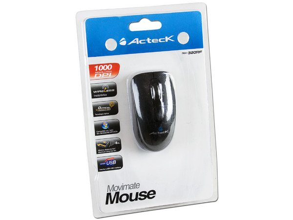 Mini Mouse Acteck AM-320RF Óptico Inalámbrico, USB. Color Negro
