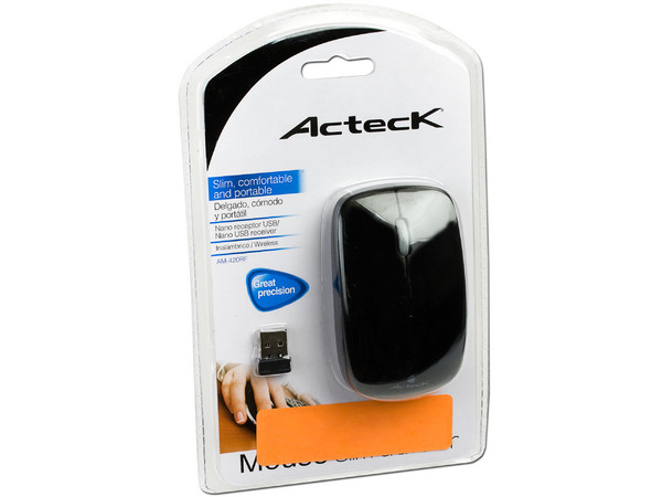 Mouse Acteck Slim traveller AM-420RF Óptico Inalámbrico, USB. Color Negro