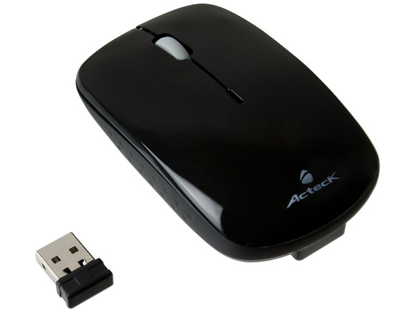 Mouse Acteck Slim traveller AM-420RF Óptico Inalámbrico, USB. Color Negro