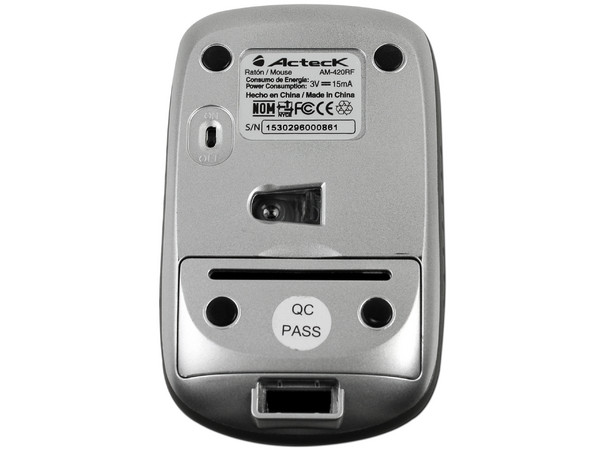 Mouse Acteck Slim traveller AM-420RF Óptico Inalámbrico, USB. Color Plateado