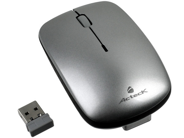Mouse Acteck Slim traveller AM-420RF Óptico Inalámbrico, USB. Color Plateado