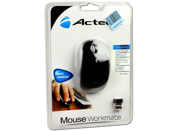 Mini Mouse Acteck Workmate AM-460RF Óptico Inalámbrico, USB. Color Negro