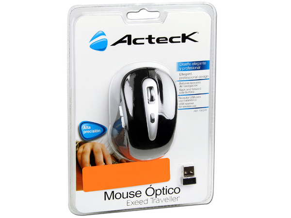 Mouse Óptico Acteck Exeed Traveller AM-1900RF, Inalámbrico, USB. Color Negro